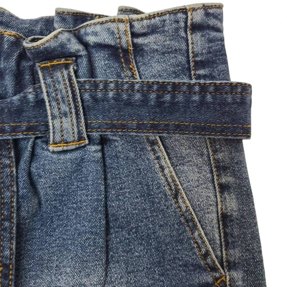 Angel Kiss Womens Size Small Paper Bag High Waist Blue Denim Jean‎ Skirt